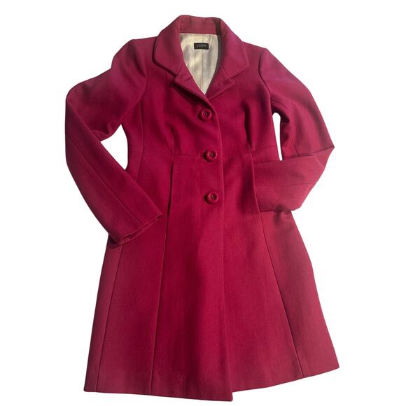 J.Crew lady day topcoat in Italian double-cloth wool blend women’s Sz 2 fuchsia - Picture 1 of 10